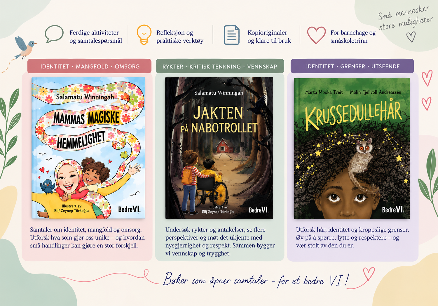 Pedagogiske veiledere til barnebøker fra BedreVi Forlag